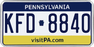 PA license plate KFD8840