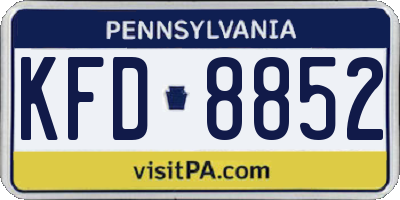 PA license plate KFD8852
