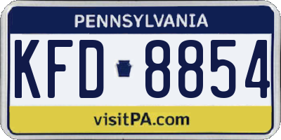 PA license plate KFD8854
