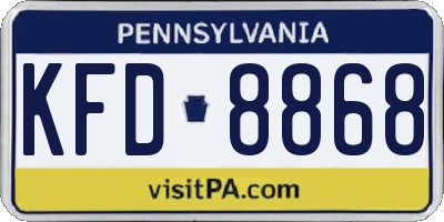 PA license plate KFD8868