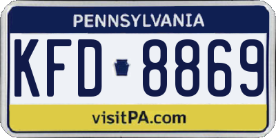 PA license plate KFD8869
