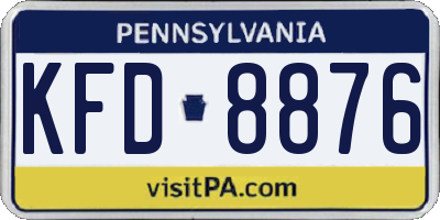 PA license plate KFD8876