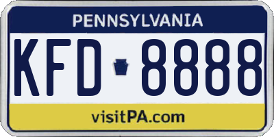 PA license plate KFD8888