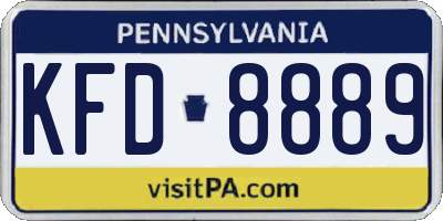 PA license plate KFD8889
