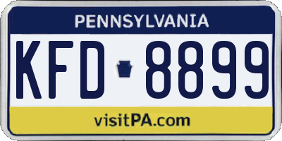 PA license plate KFD8899