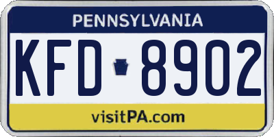 PA license plate KFD8902
