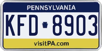 PA license plate KFD8903