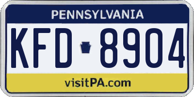 PA license plate KFD8904