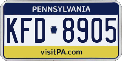PA license plate KFD8905