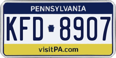 PA license plate KFD8907