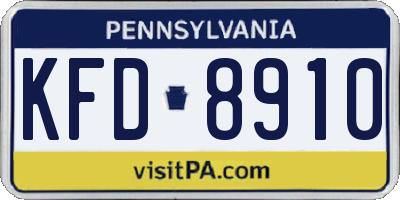 PA license plate KFD8910