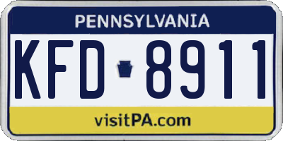 PA license plate KFD8911
