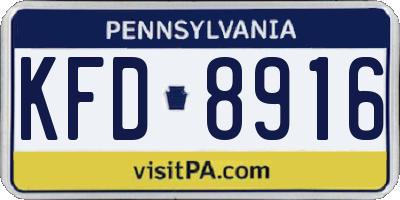 PA license plate KFD8916