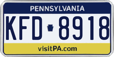 PA license plate KFD8918