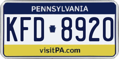 PA license plate KFD8920