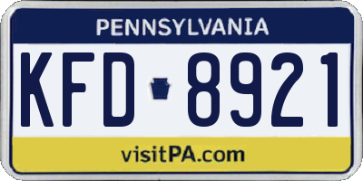 PA license plate KFD8921