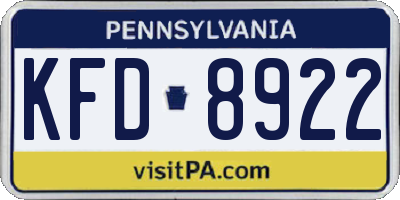 PA license plate KFD8922