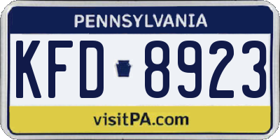 PA license plate KFD8923