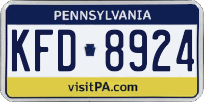 PA license plate KFD8924
