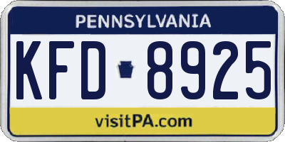 PA license plate KFD8925