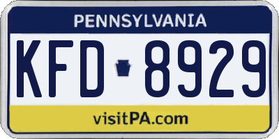 PA license plate KFD8929
