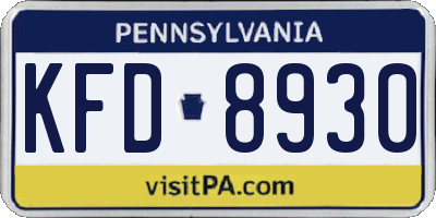 PA license plate KFD8930