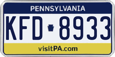 PA license plate KFD8933