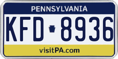 PA license plate KFD8936