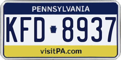 PA license plate KFD8937