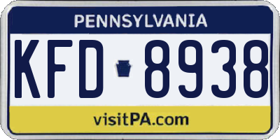 PA license plate KFD8938