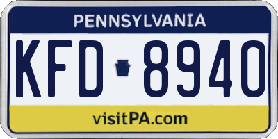 PA license plate KFD8940