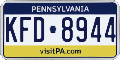 PA license plate KFD8944