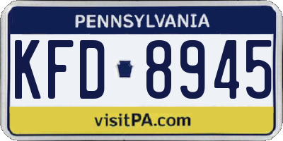 PA license plate KFD8945