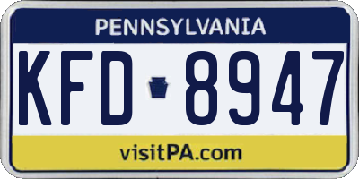PA license plate KFD8947