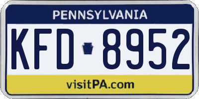 PA license plate KFD8952