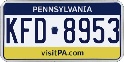 PA license plate KFD8953
