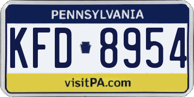 PA license plate KFD8954