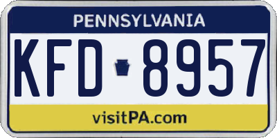 PA license plate KFD8957
