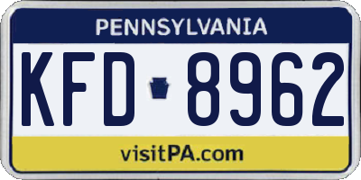 PA license plate KFD8962
