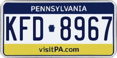 PA license plate KFD8967
