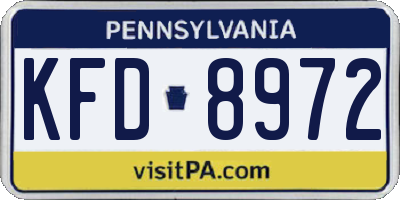 PA license plate KFD8972