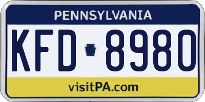 PA license plate KFD8980