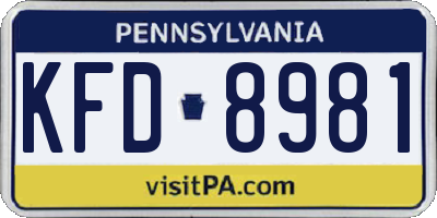 PA license plate KFD8981