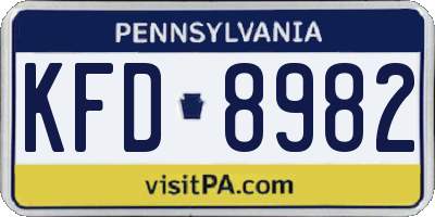 PA license plate KFD8982
