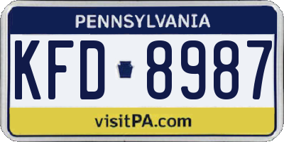 PA license plate KFD8987