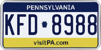 PA license plate KFD8988