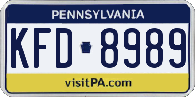 PA license plate KFD8989