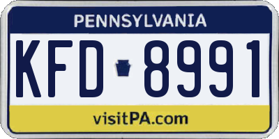PA license plate KFD8991