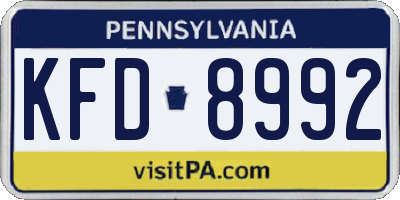 PA license plate KFD8992