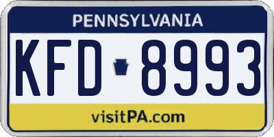 PA license plate KFD8993